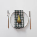 Lot de 2 serviettes de table en lin à carreaux vert forêt