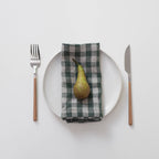 Lot de 2 serviettes de table en lin à carreaux vert forêt