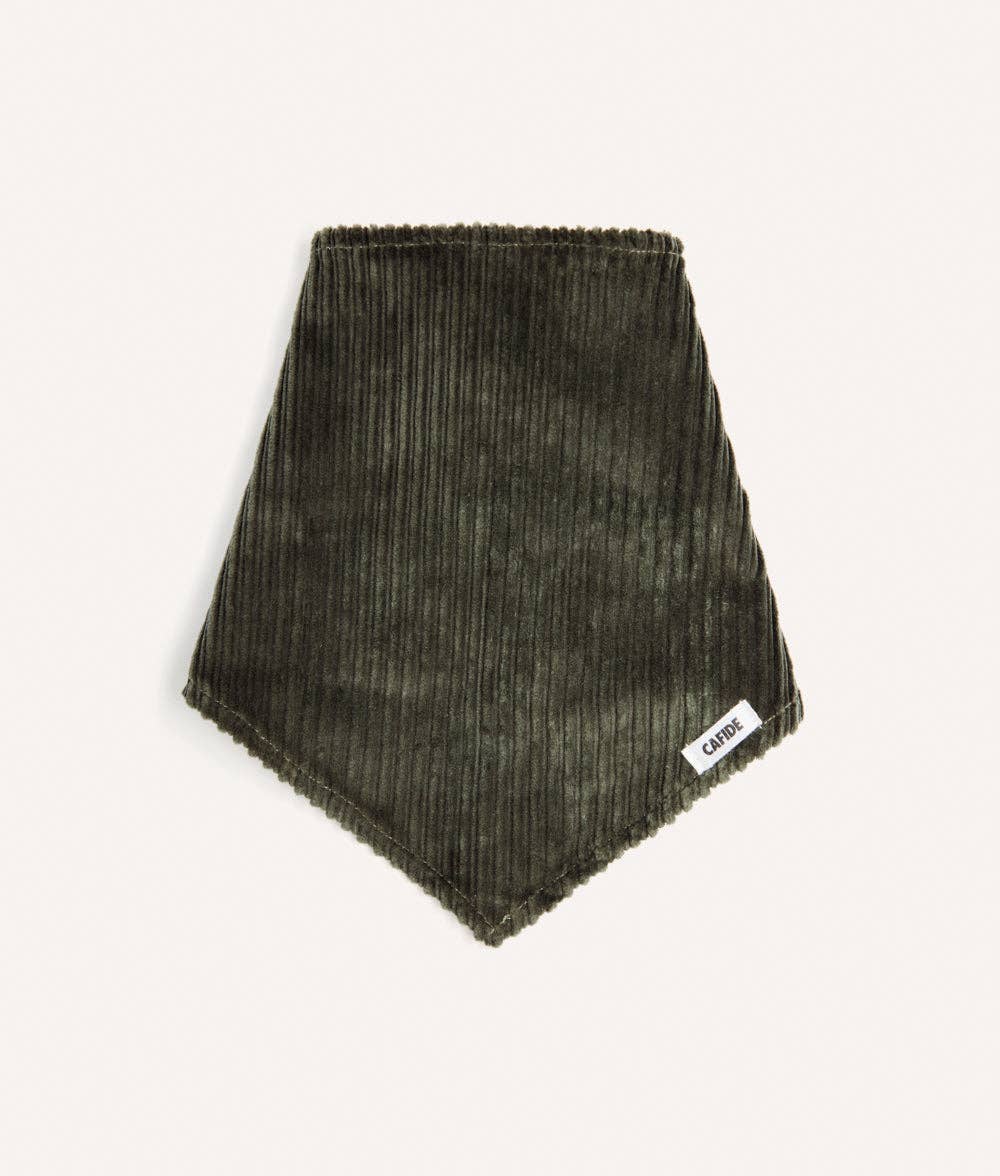 Bandana pour chien en velours côtelé vert et crème, taille XL