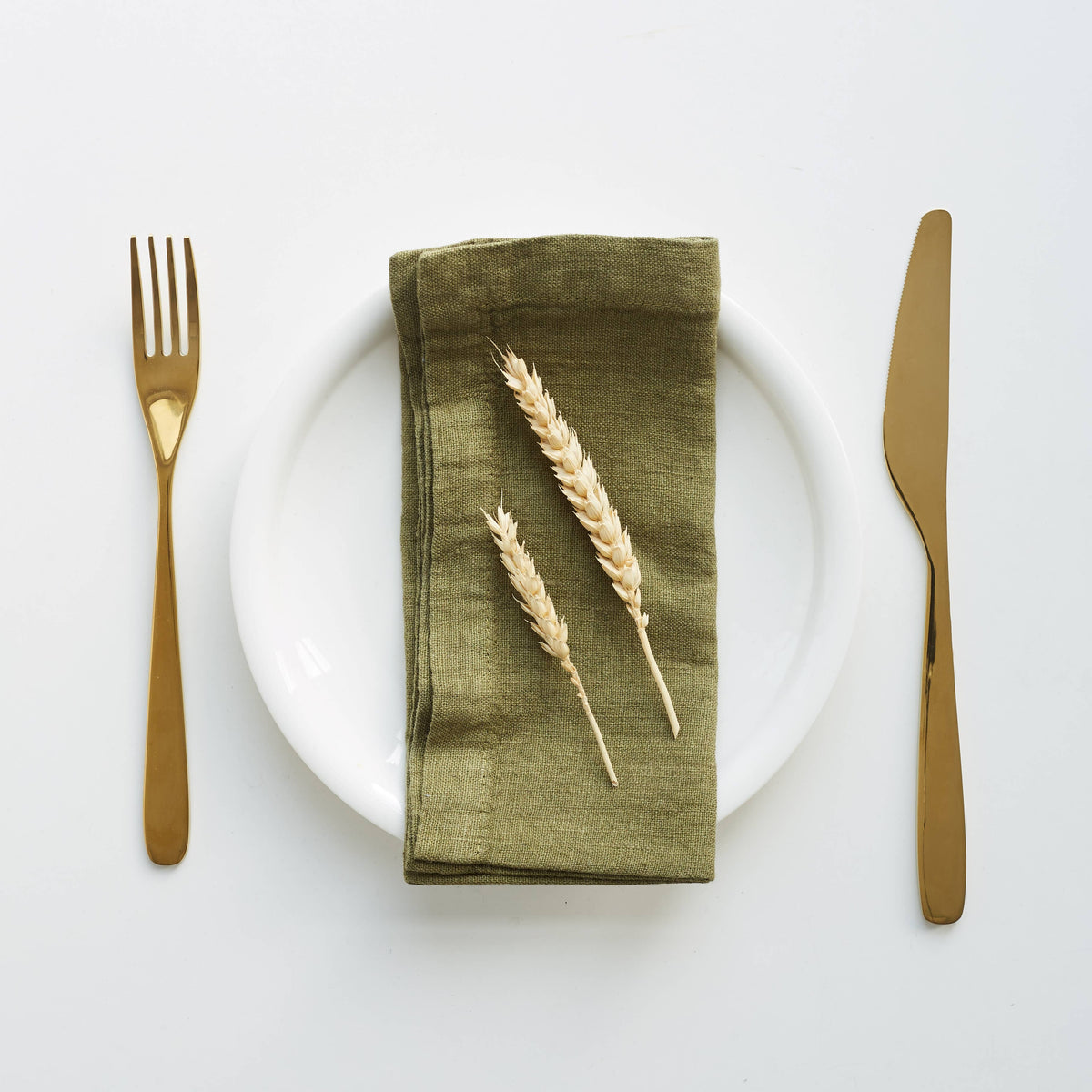 Lot de 2 serviettes de table en lin Martini Olive