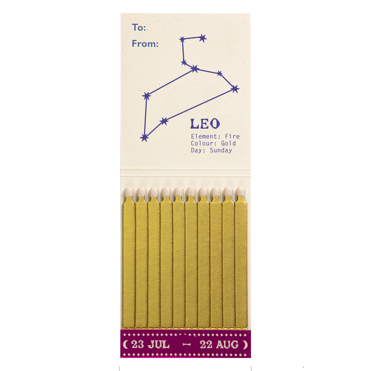 Carnet d'allumettes signe du zodiaque Lion, vue 3