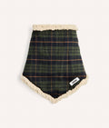 Bandana pour chien tartan vert et crème, taille L