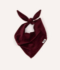 Bandana pour chien en velours côtelé bordeaux et crème