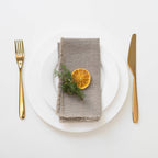 Lot de 2 serviettes de table en lin naturel à franges