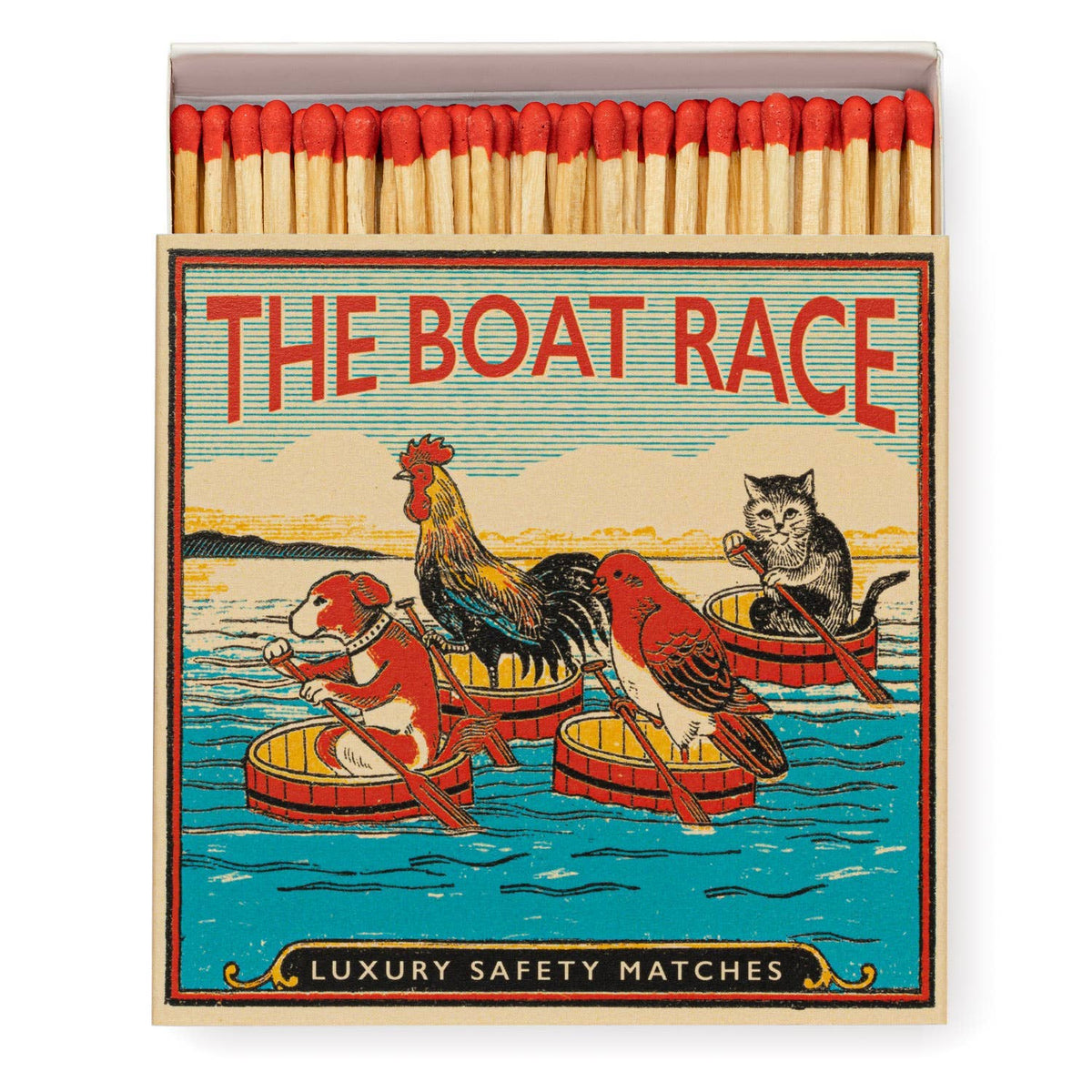 Boîte carrée d'allumettes de sûreté décor course d'aviron The Boat Race