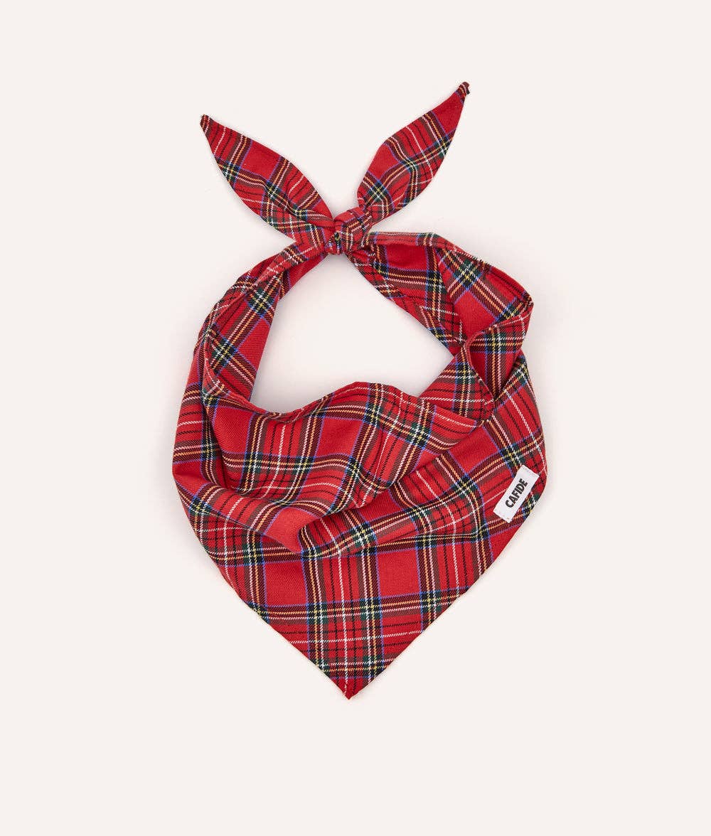 Bandana pour chien tartan Royal Stewart et crème