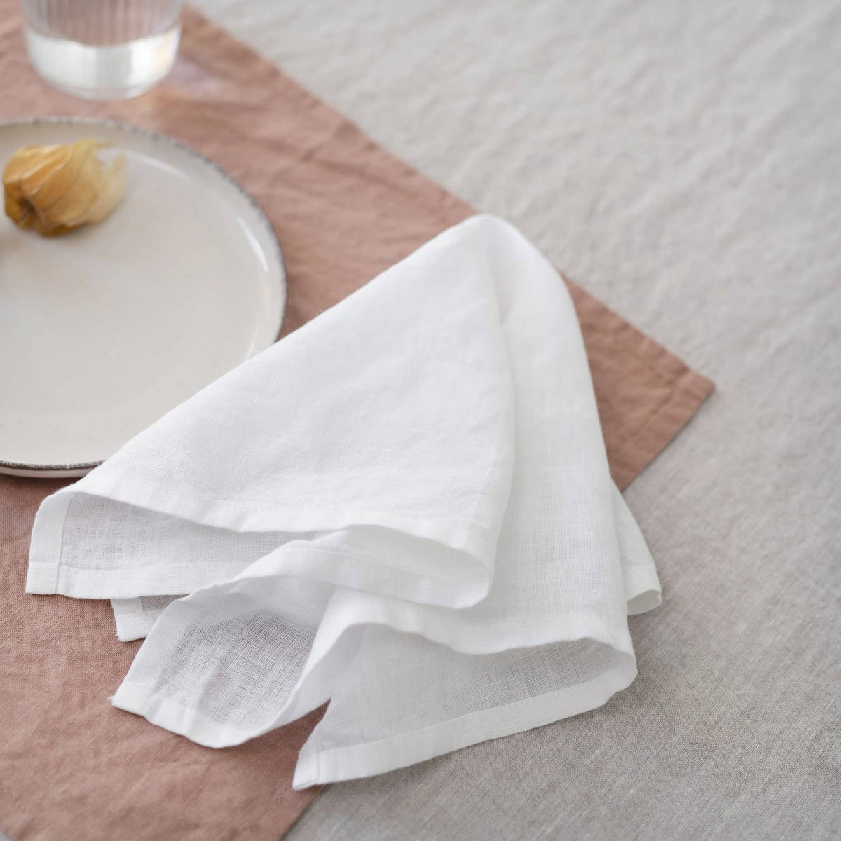Lot de 2 serviettes légères en lin blanc, vue 5