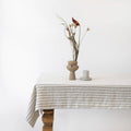 Nappe en lin blanc naturel à rayures