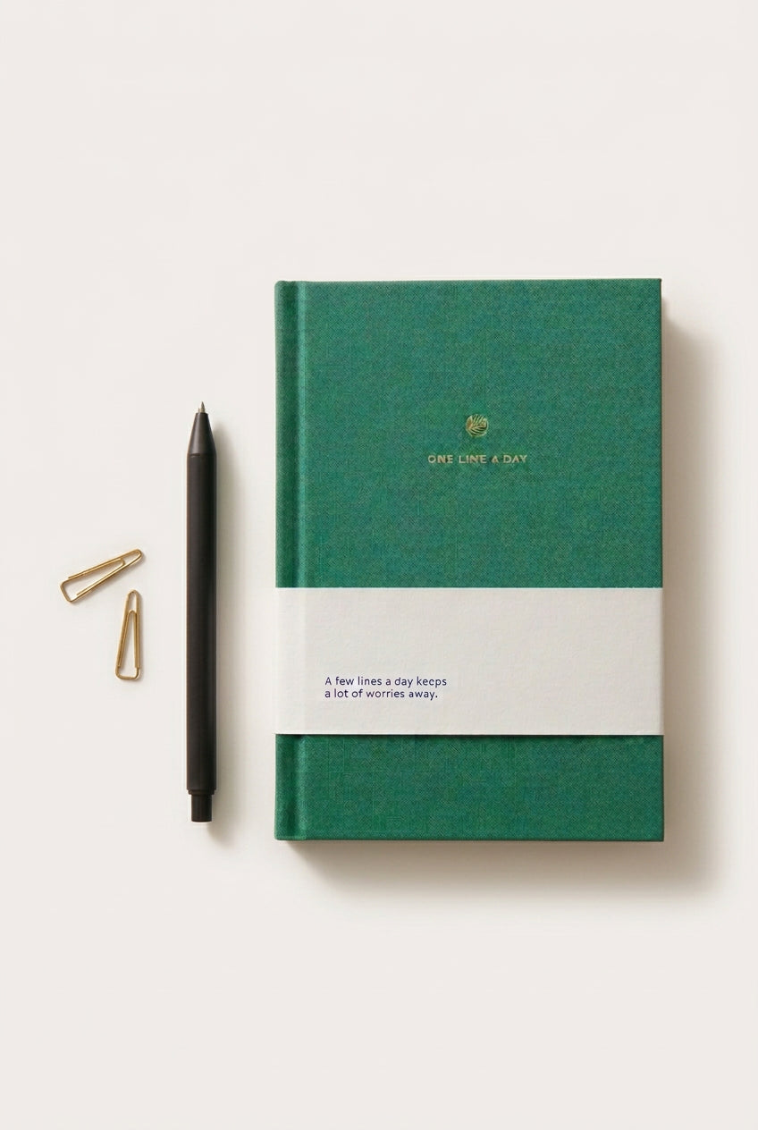 Journal A-Journal One Line a Day, couverture en lin vert émeraude