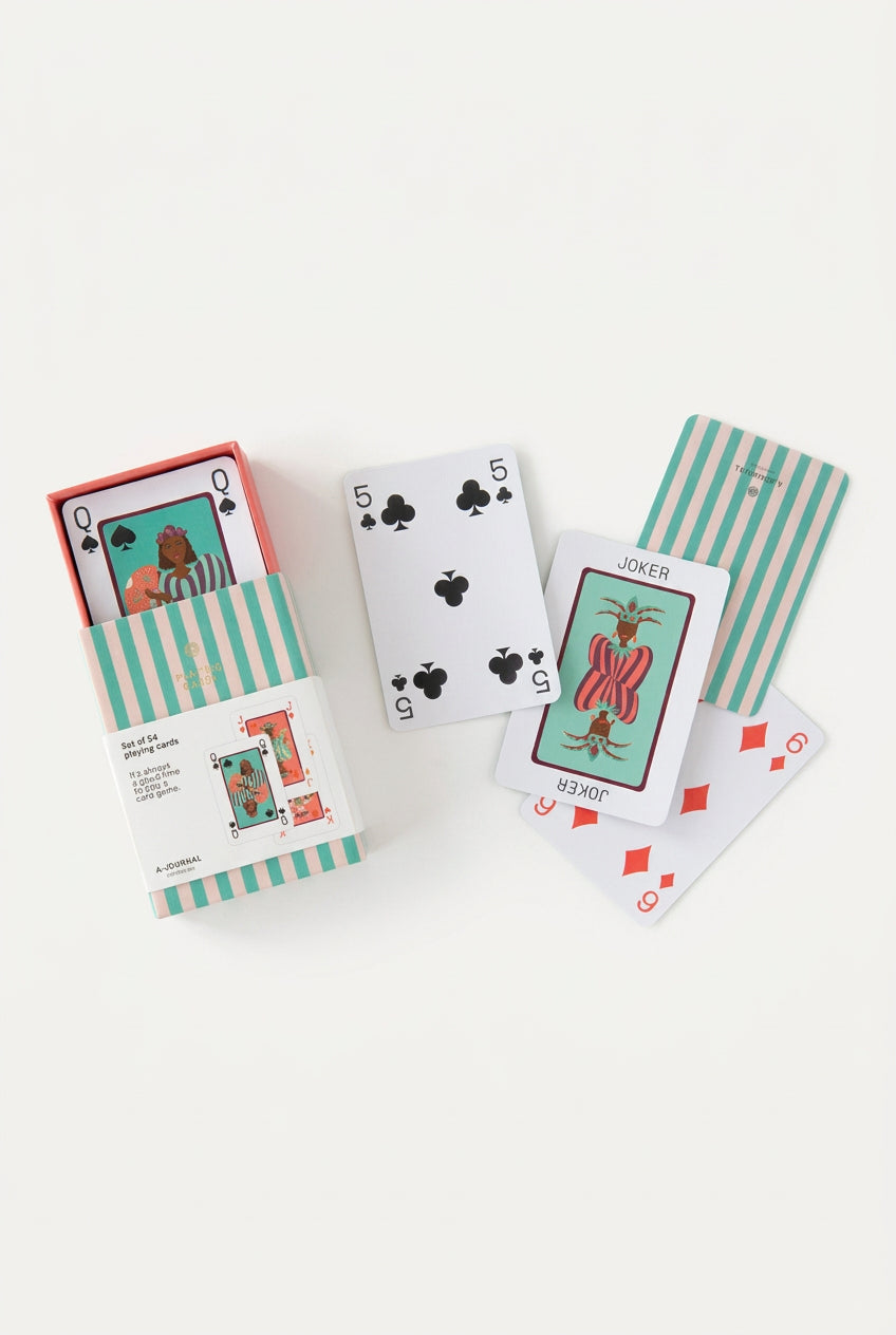 Jeu de cartes à jouer A-Journal rayé vert, vue 3