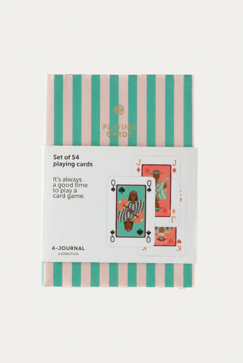Jeu de cartes à jouer A-Journal rayé vert, vue 2