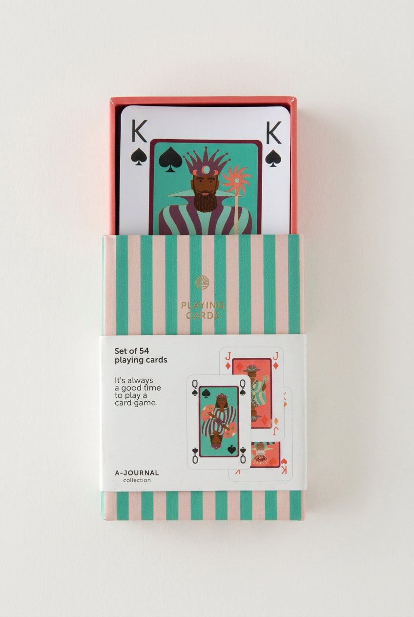 Jeu de cartes à jouer A-Journal rayé vert