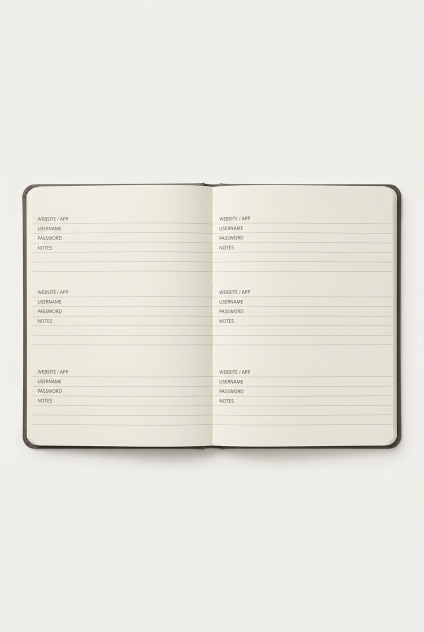 Carnet de mots de passe A-Journal à damier, pages intérieures