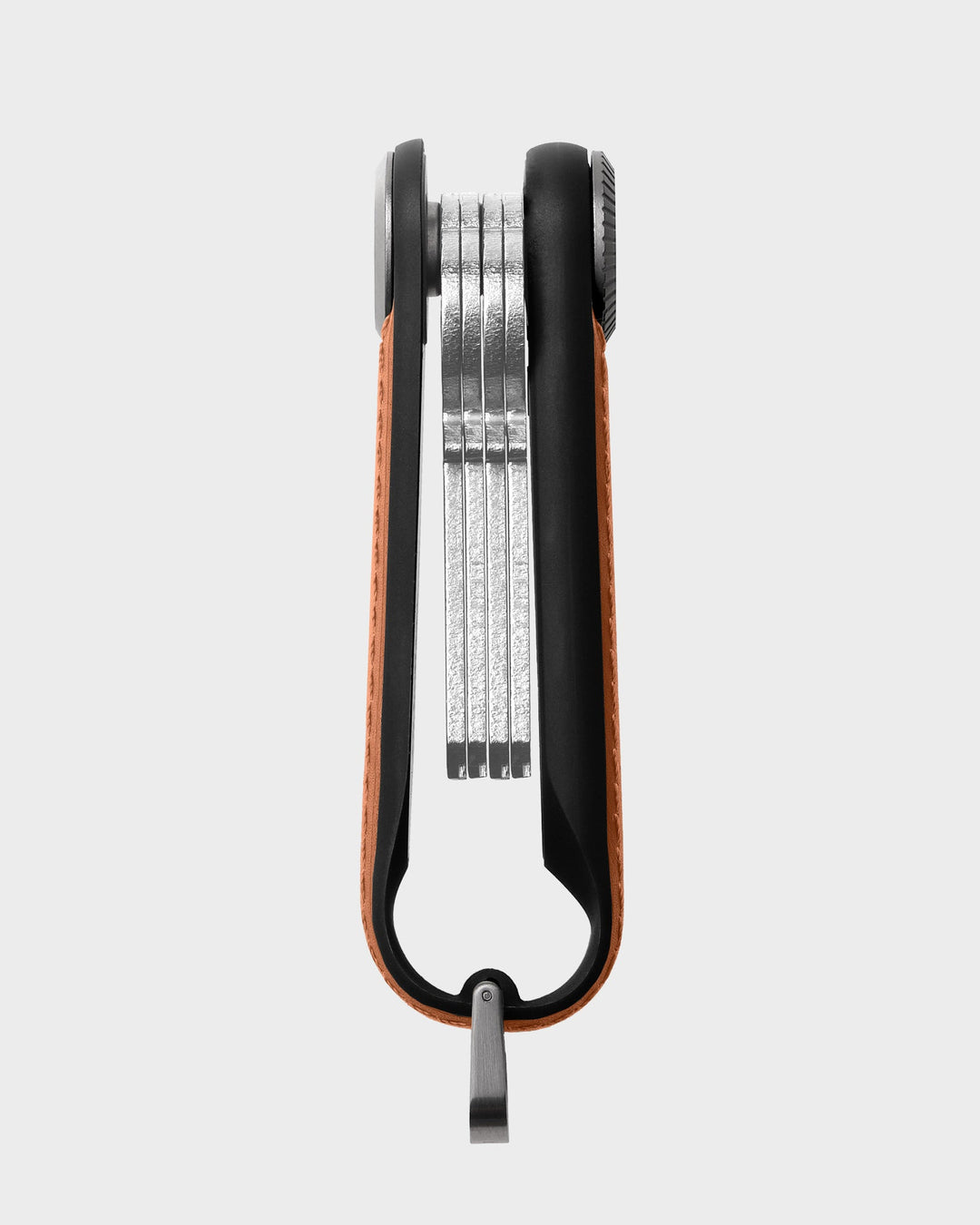 Porte-clés traceur Orbitkey en cuir, coloris camel, photo 4
