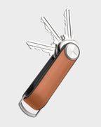 Porte-clés traceur Orbitkey en cuir, coloris camel