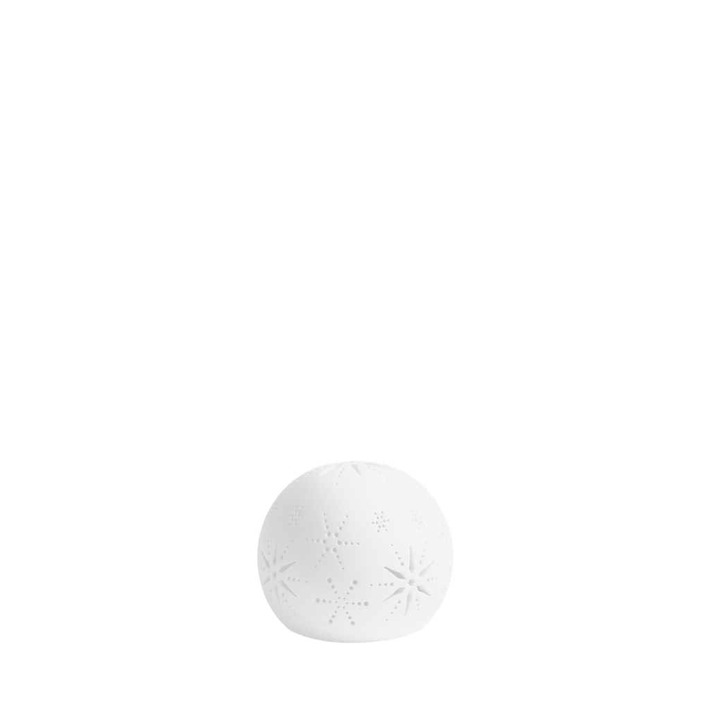 Photophore dôme en céramique blanche ajourée, sans bougie allumée