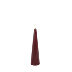 Bougie LED cône – Rouge vin, finition lisse