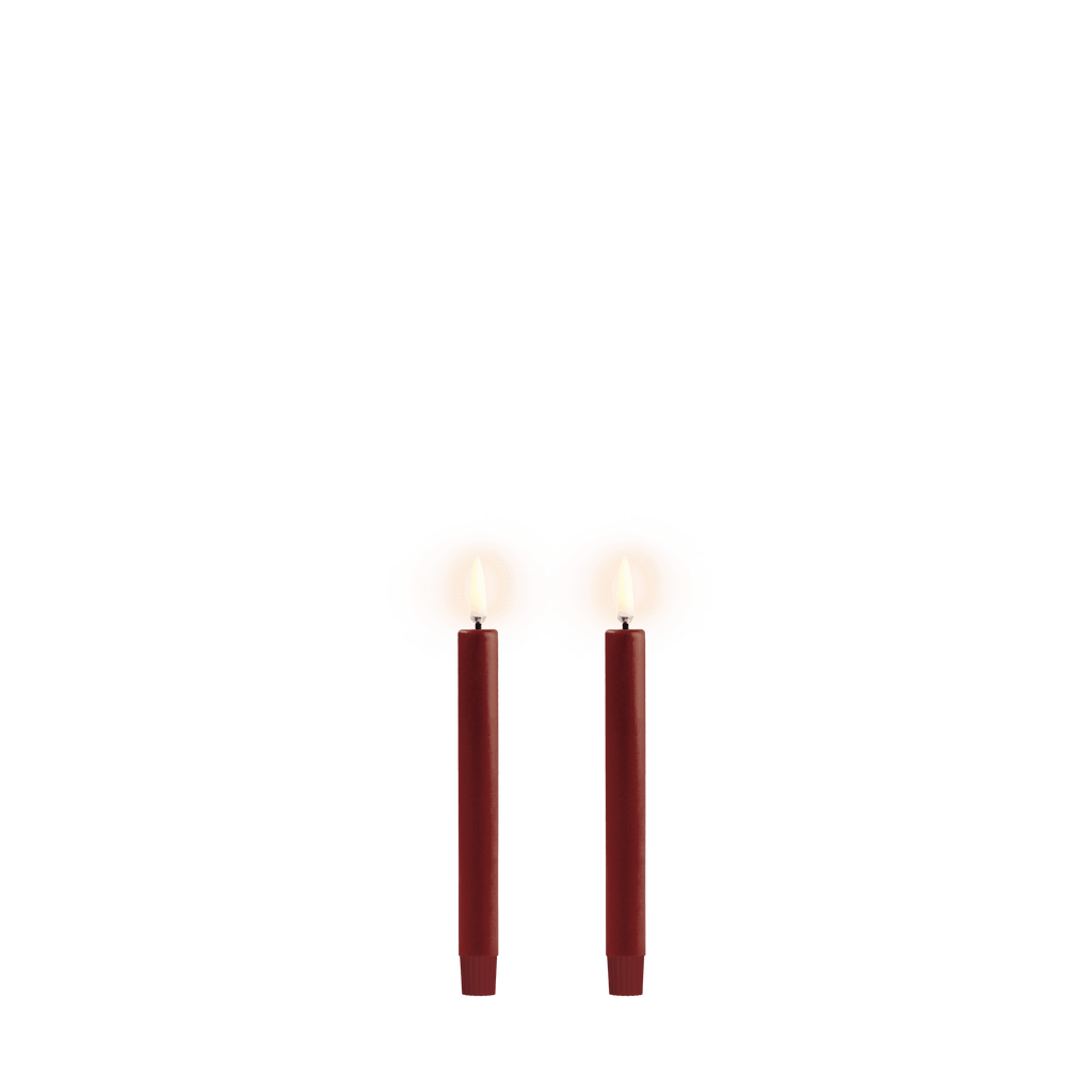 Lot de 2 mini bougies LED rouge carmin, allumées