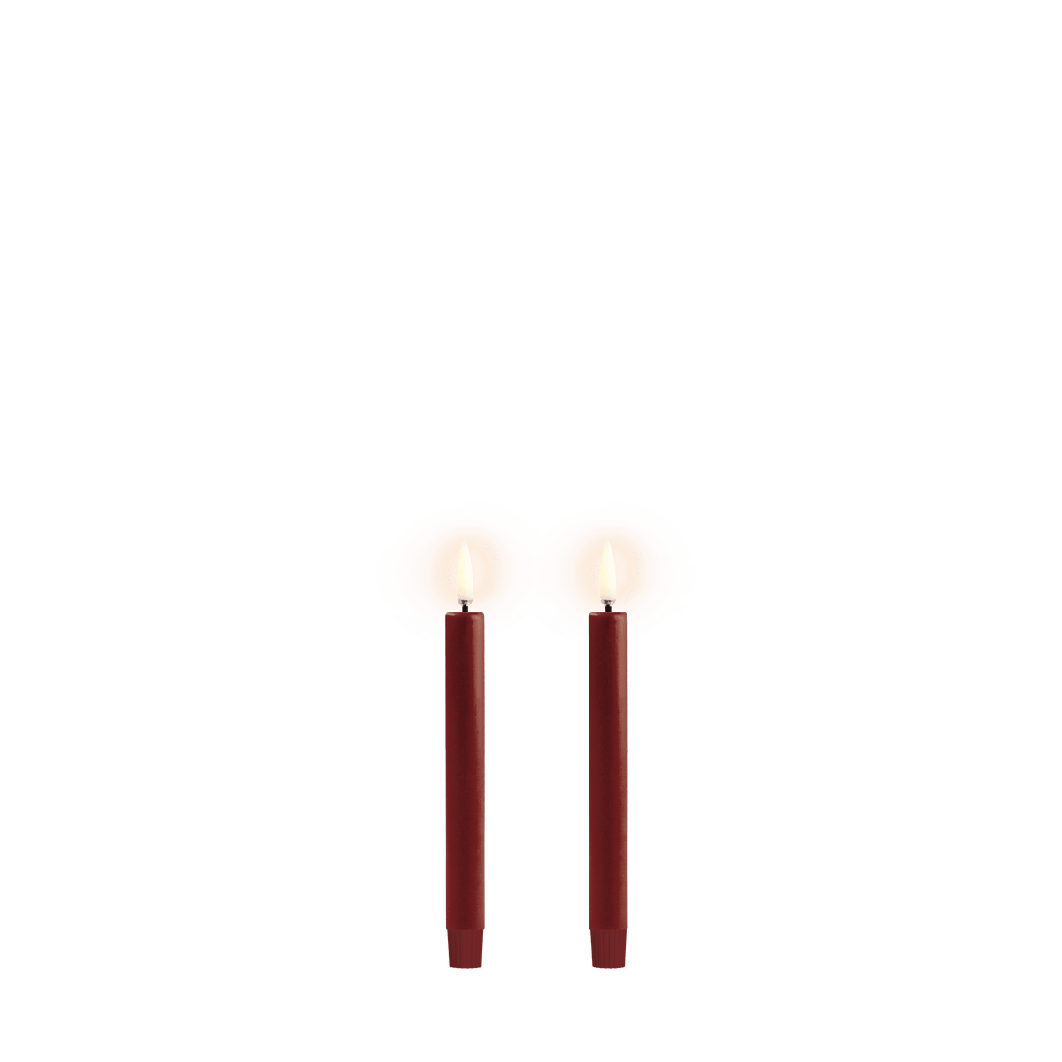 Lot de 2 mini bougies LED rouge carmin, allumées