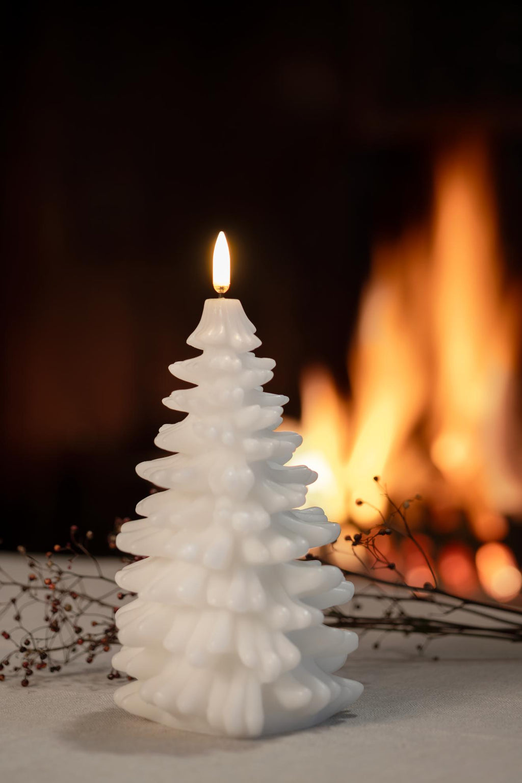 Bougie LED sapin de Noël – flamme vacillante et minuterie
