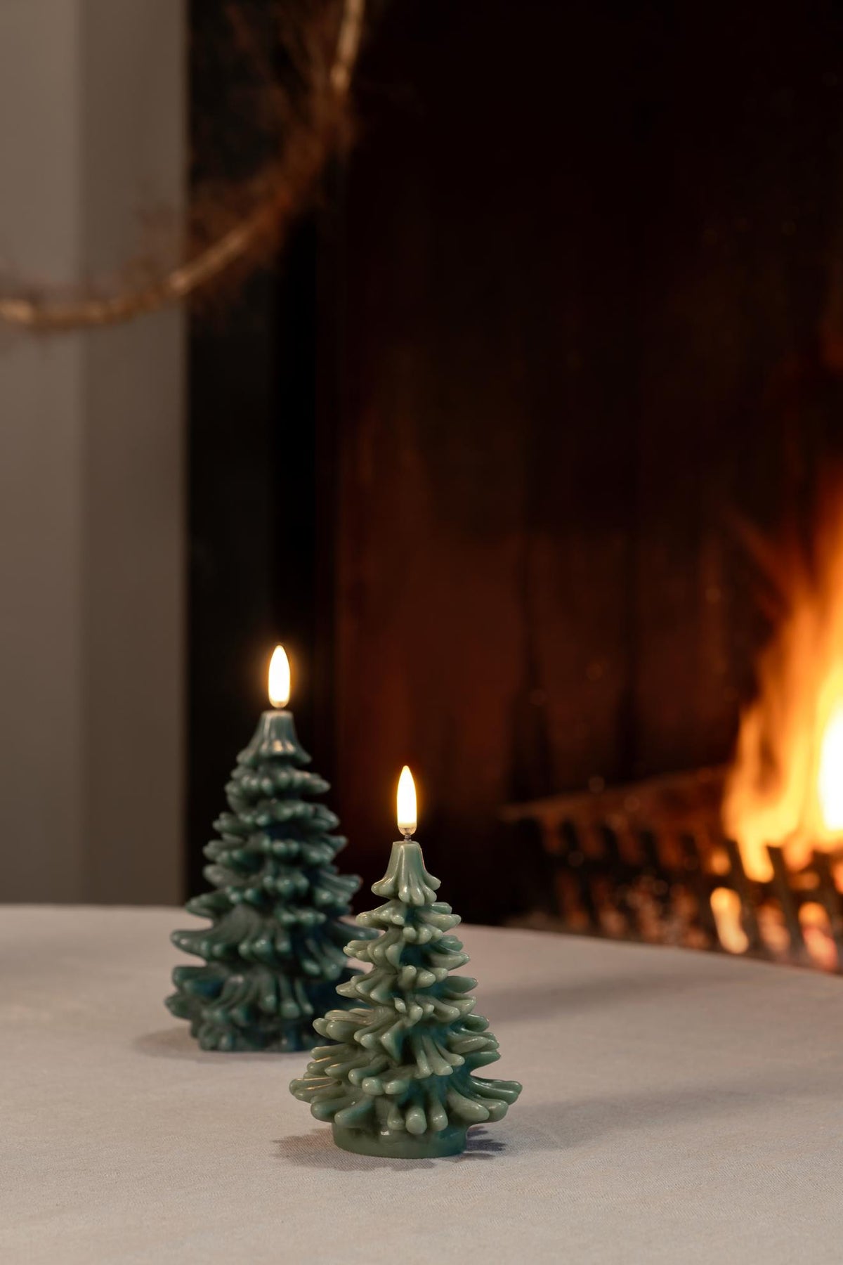 Bougie LED sapin de Noël – flamme vacillante et minuterie