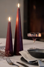 Bougie LED cône rouge vin, vue 4