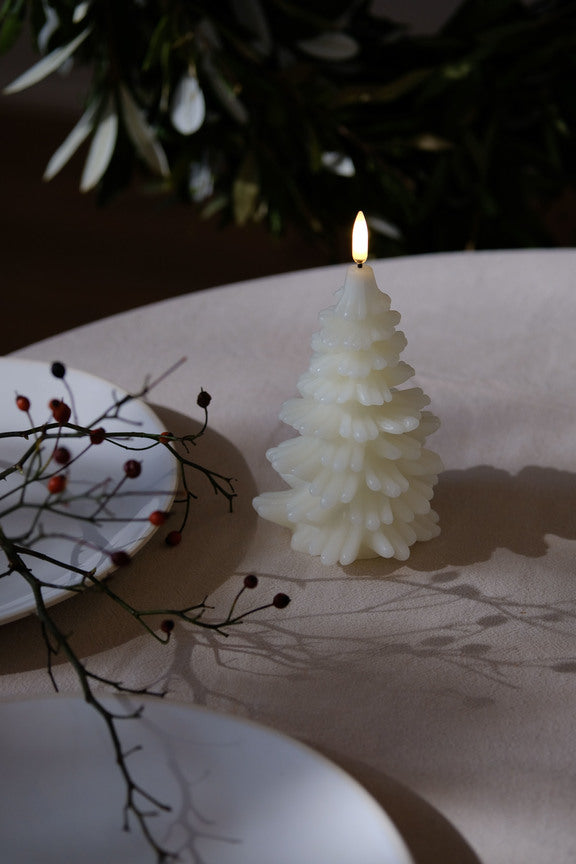 Bougie LED sapin de Noël – flamme vacillante et minuterie
