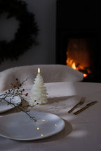 Bougie LED sapin de Noël – flamme vacillante et minuterie