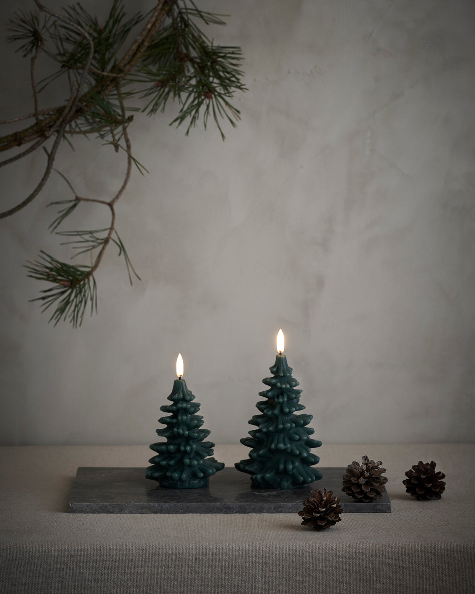 Bougie LED sapin de Noël – flamme vacillante et minuterie
