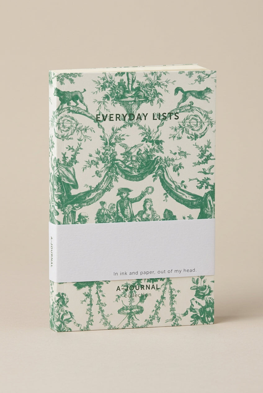 Bloc-notes A-Journal toile de Jouy verte