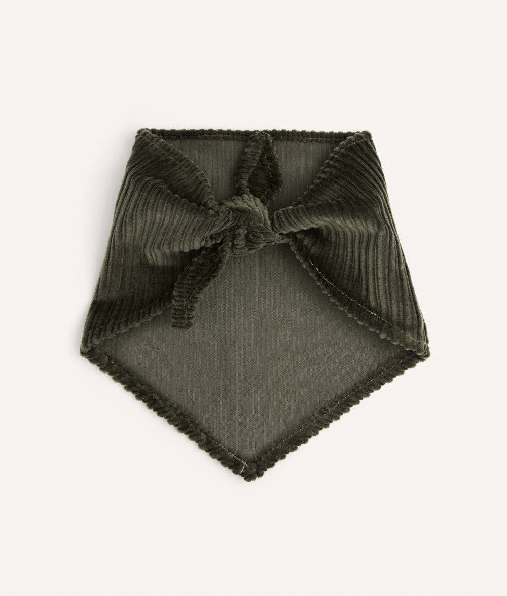 Bandana pour chien en velours côtelé vert et crème, taille M, vue 4