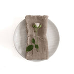 Lot de 2 serviettes de table en lin naturel à franges, vue 3