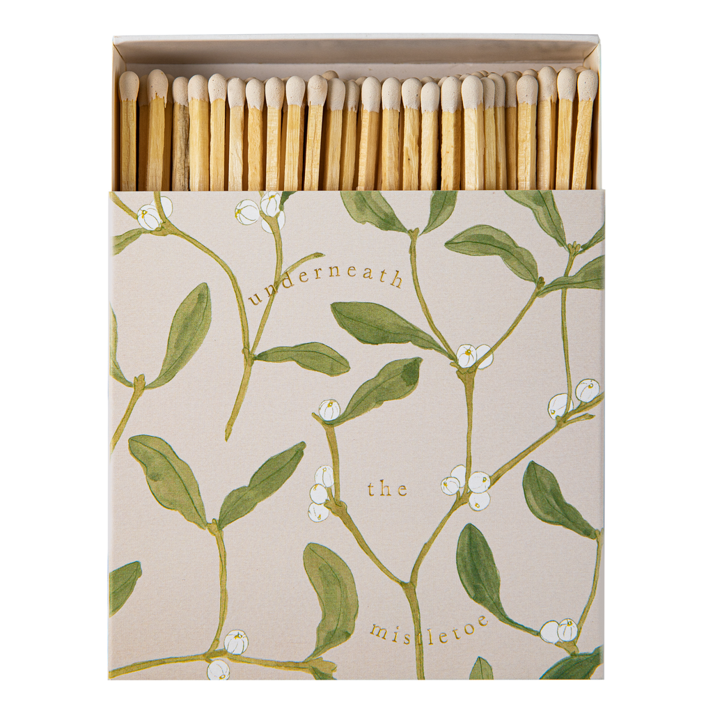 Boîte carrée d'allumettes de sûreté décor branche de gui