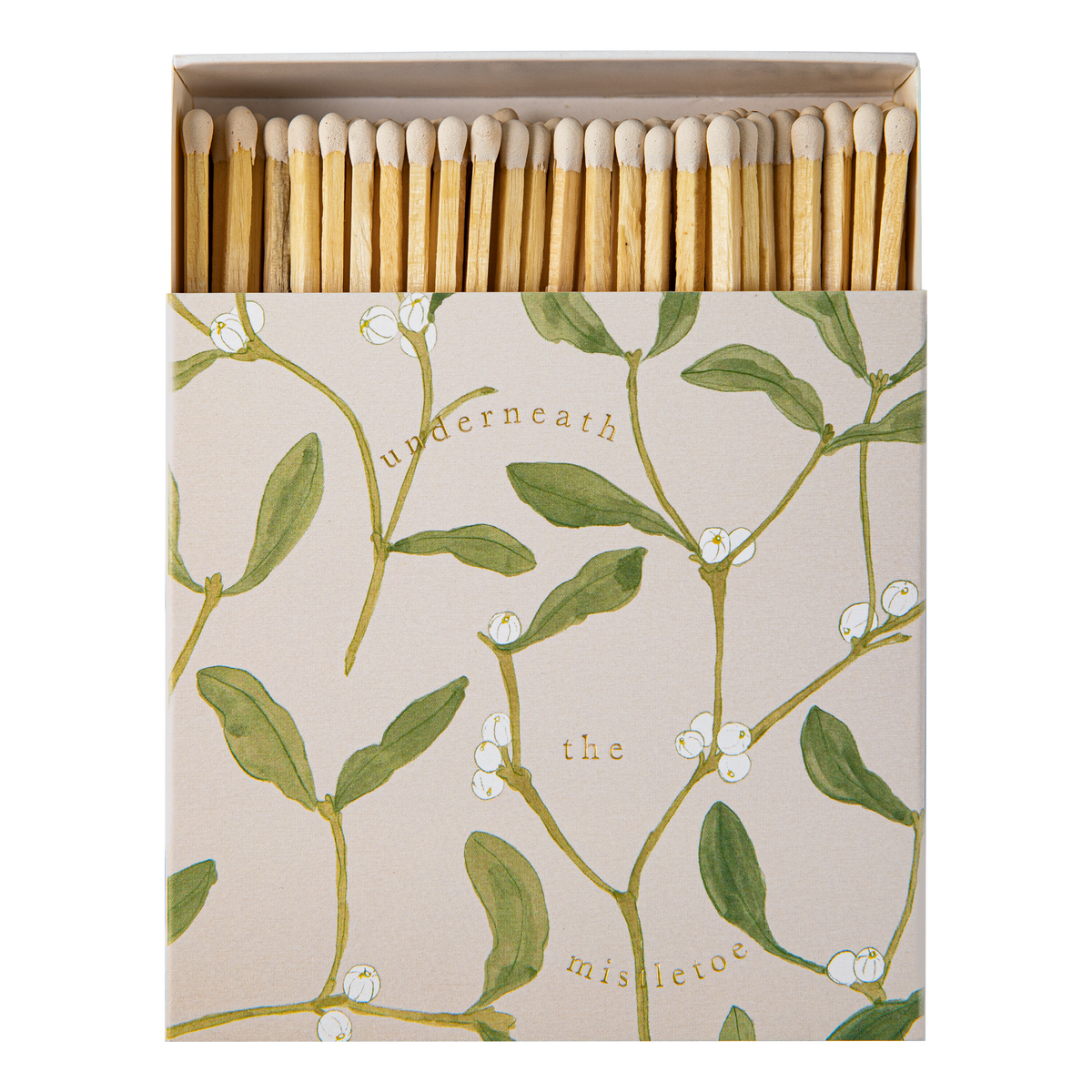 Boîte carrée d'allumettes de sûreté décor branche de gui