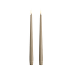 Bougies fines LED effet soie (lot de 2) gris kit allumée