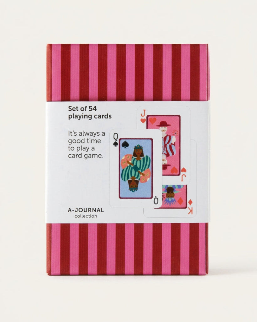 Jeu de cartes à jouer A-Journal rayé rouge, vue 4