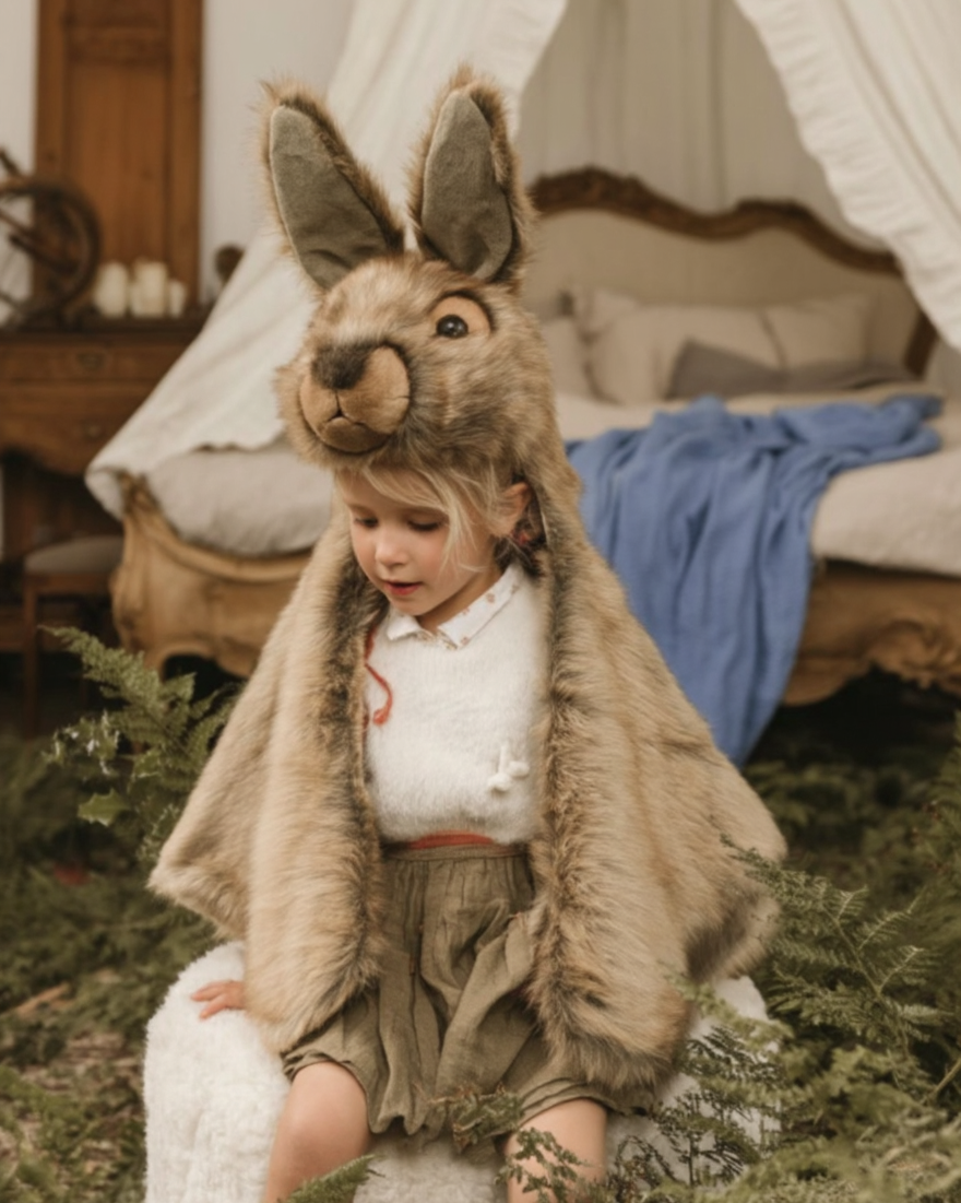 petute fille avec un déguisement de lièvre de la marque wild ans soft 