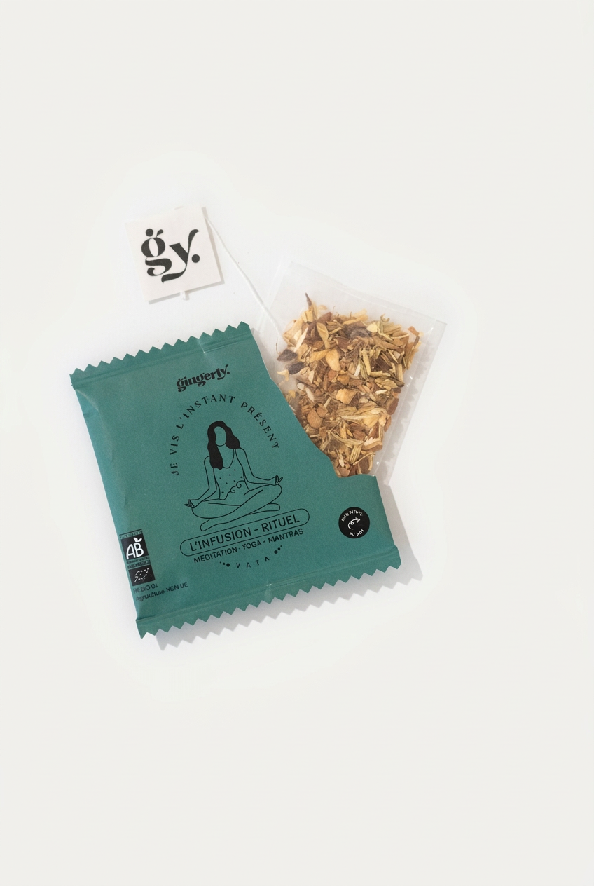 Infusion Gingerly Je vis l'instant présent, recette du coffret Équilibre