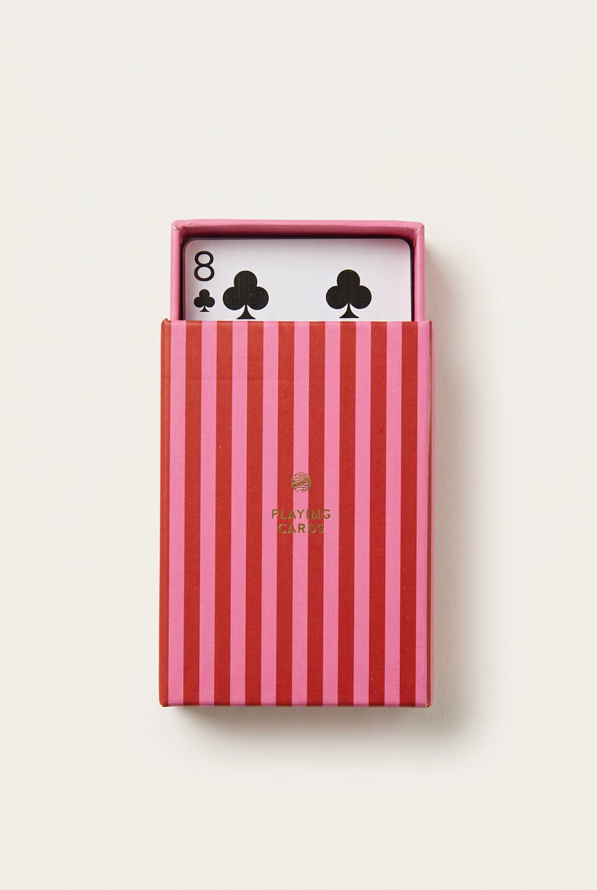 Jeu de cartes à jouer A-Journal rayé rouge, vue 3