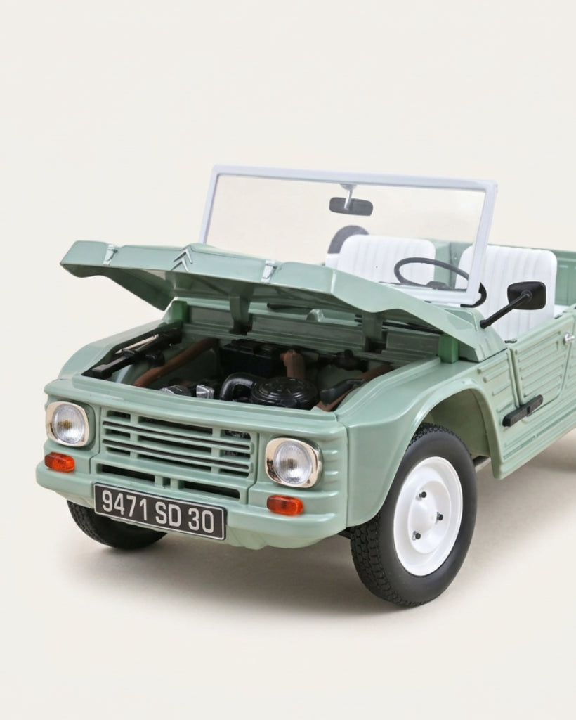 Miniature Citroën Méhari 1983 kaki au 1/18, vue 4