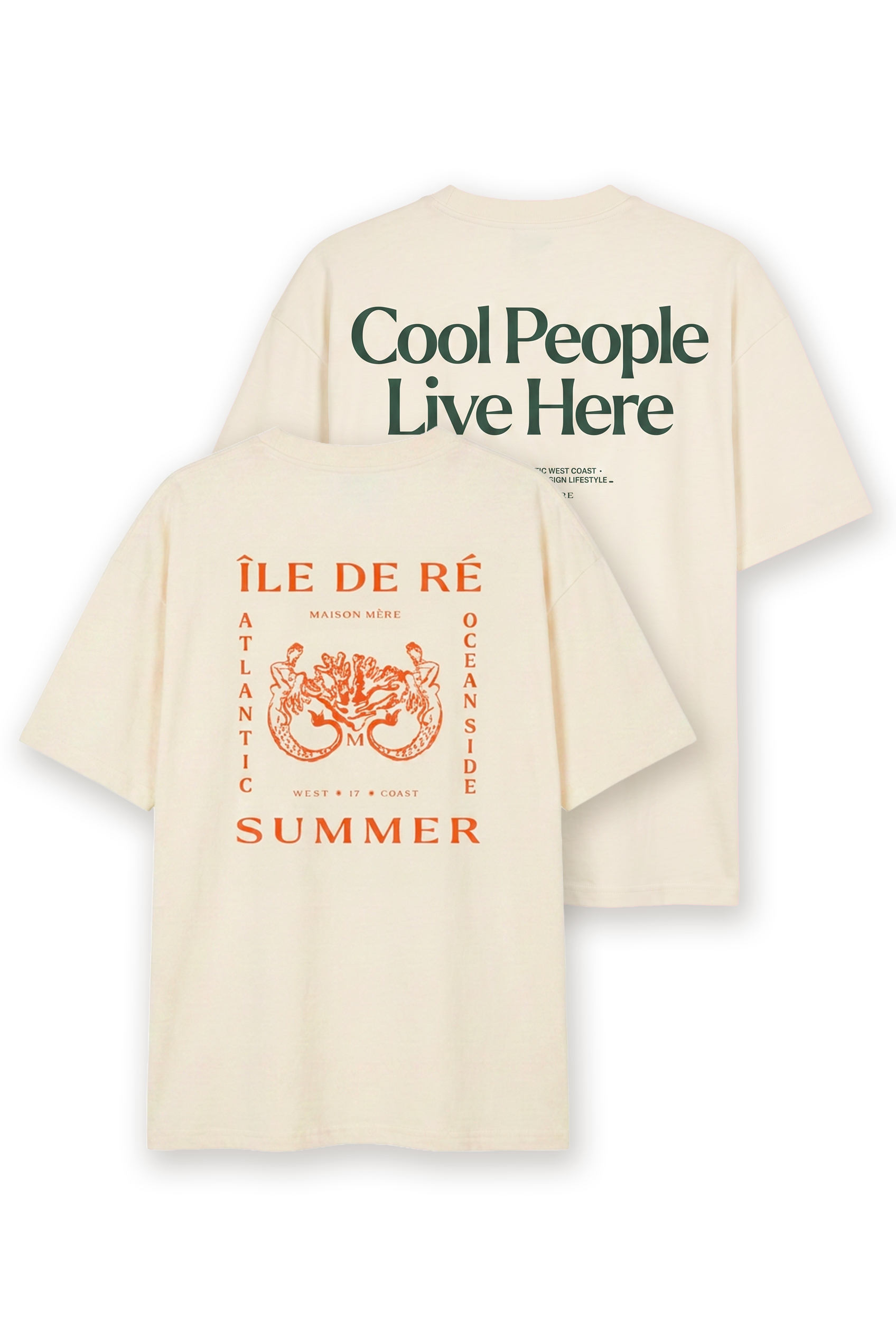 Lot de 2 T-shirts oversize Maison Mère – Summer il de Ré & Cool people live here – Style atlantique